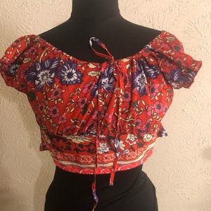 Bohemian off the shoulder crop top